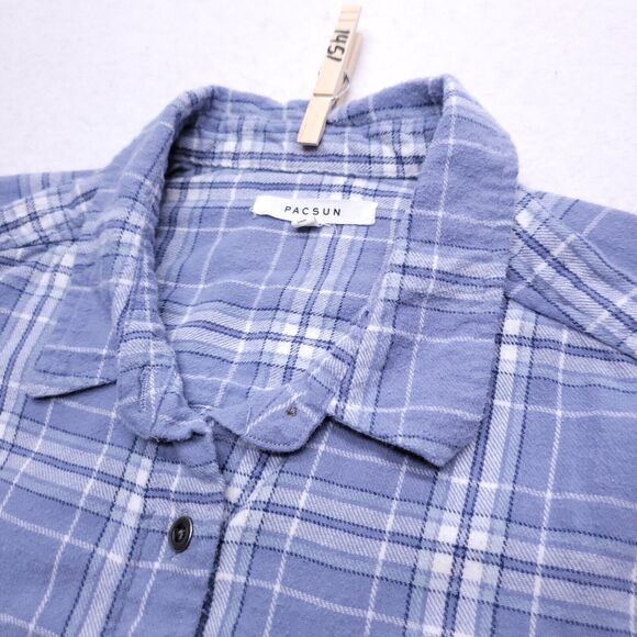 Pacsun Casual Button Up Short Sleeve Shirt Mens Size Extra Small XS Blue White - Picture 5 of 11